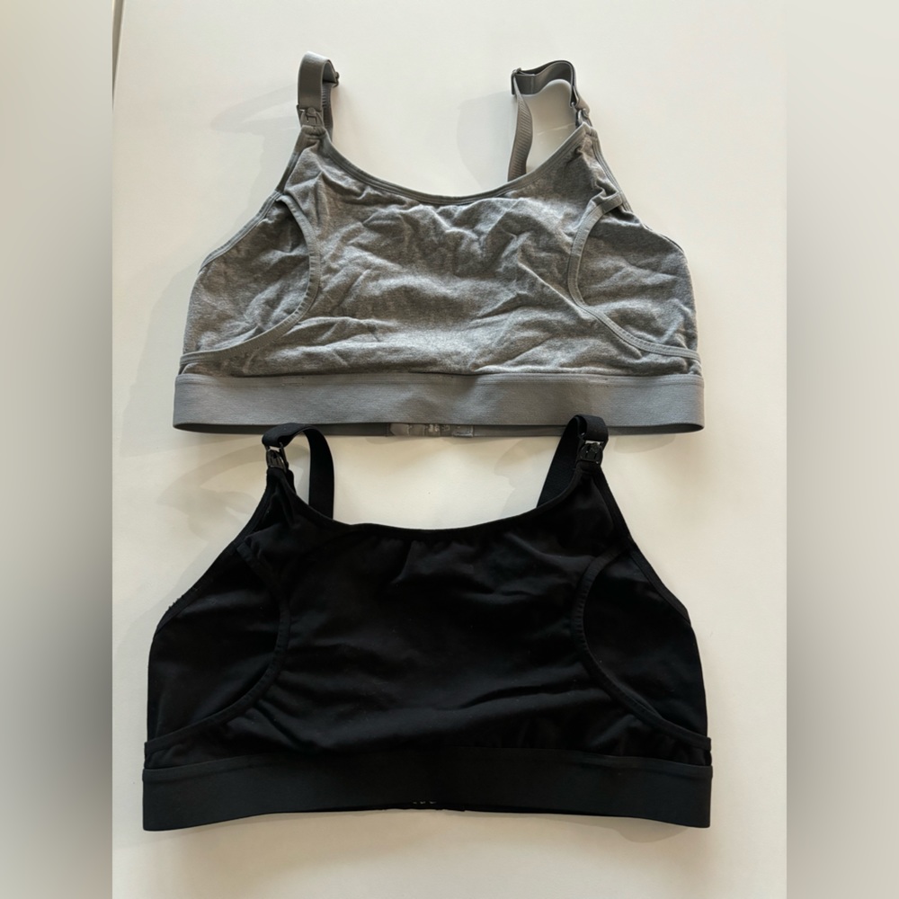 Nursing & Pumping Bra Bundle Hands Free Grey & Black Size L